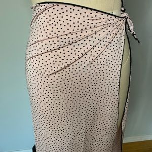 Pink and black polka dot wrap sarong skirt